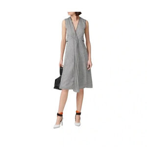 Deborah Lyons Ashley Midi Striped Dress v-neck Sleeveless Black White 6 RTR